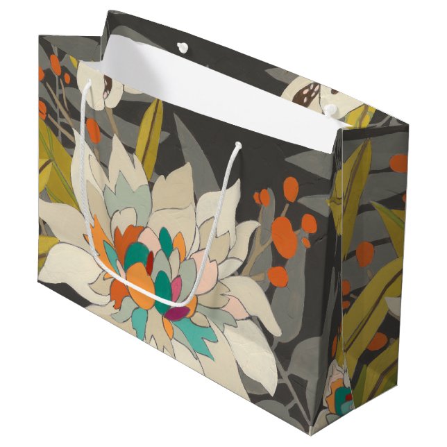 Grand Sac Cadeau Fleurs Tropiques Twilight (Devant Angle)