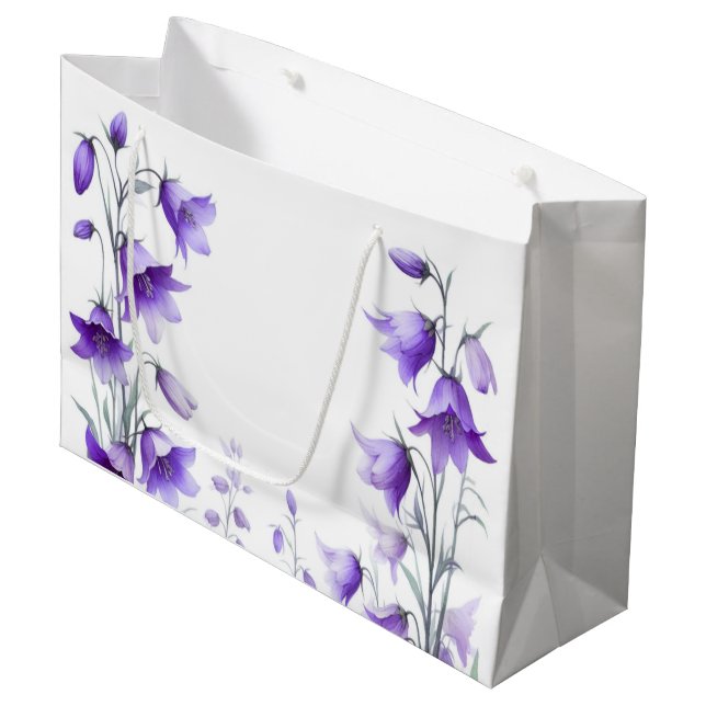 Grand Sac Cadeau Fleurs violettes élégantes (Devant Angle)
