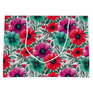 Grand Sac Cadeau Floral rustique mode rétro motif