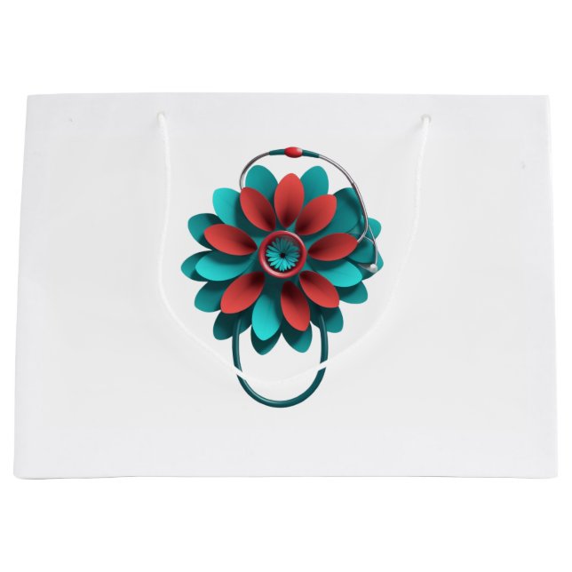 Grand Sac Cadeau Floral Stethoscope Design – Unique Medical & Healt (Devant)