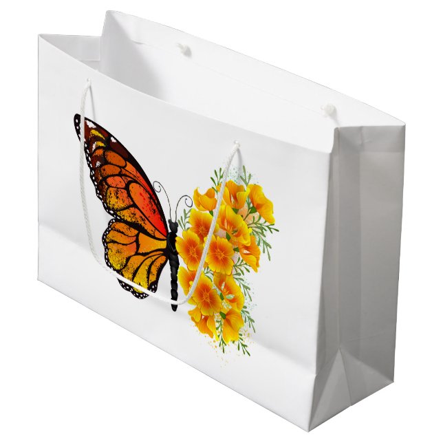 Grand Sac Cadeau Flower Butterfly with Yellow California Poppy (Devant Angle)
