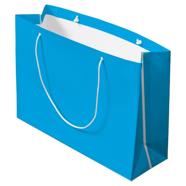 Grand Sac Cadeau Fond Bleu Cyan Uni (Dos Angle)