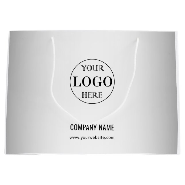 Grand Sac Cadeau Fond gris flou Logo personnalisé Entreprise (Devant)
