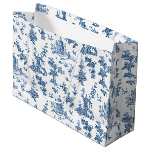 Grand Sac Cadeau Fontaines et arbres fantastiques vintages bleu toi