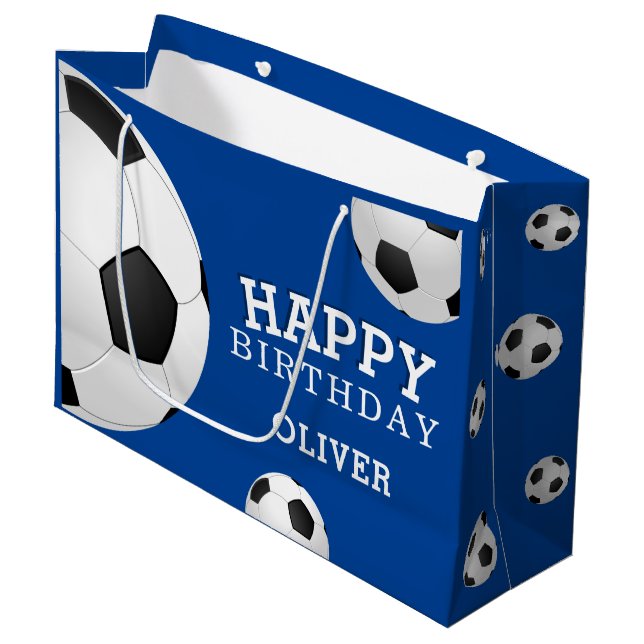 Grand Sac Cadeau Football Football Ball Sports heureux Anniversaire (Devant Angle)