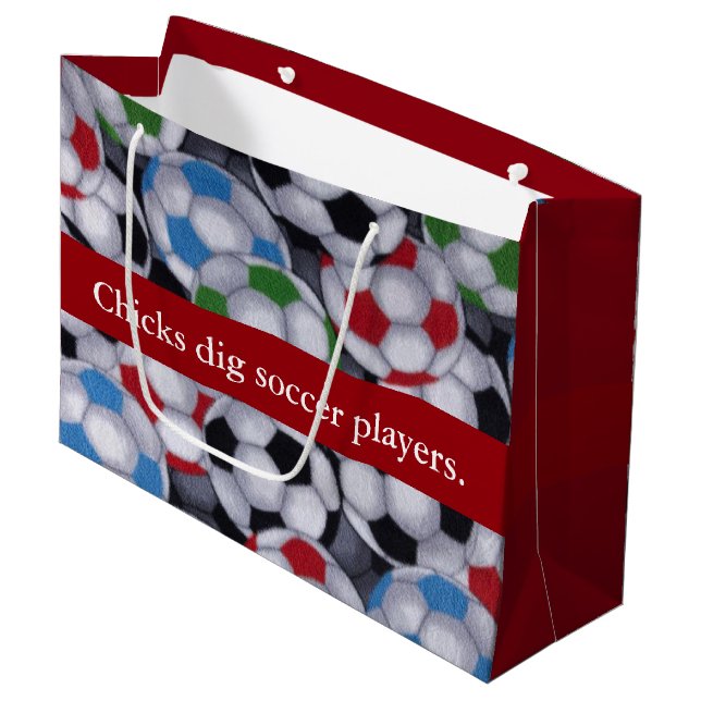 Grand Sac Cadeau Footballeurs de fouille de poussins (Devant Angle)