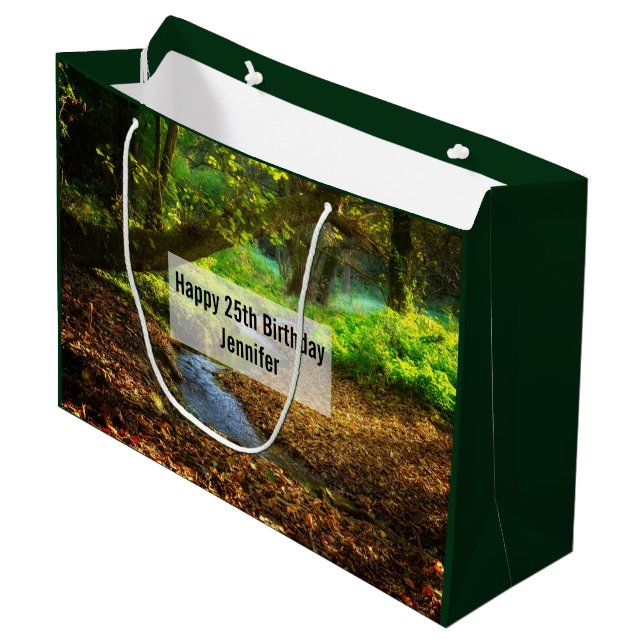 Grand Sac Cadeau Forest Creek Belle nature Photo Anniversaire (Devant Angle)