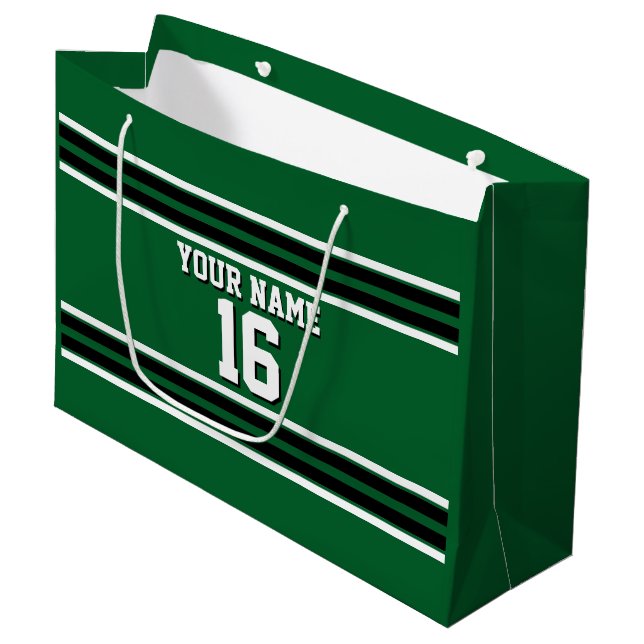 Grand Sac Cadeau Forest Green Black Team Jersey Custom (Devant Angle)