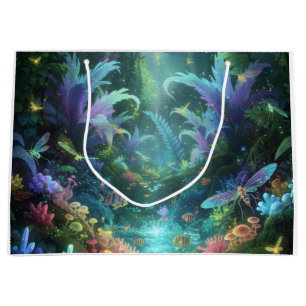 Grand Sac Cadeau Forêt de Jungle Magique Enchantée Bioluminescente 