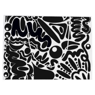 Grand Sac Cadeau Formes Abstraites en noir et blanc