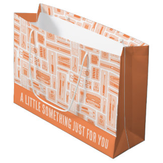 Grand Sac Cadeau Fournitures d'art lunaire Orange Motif Creative