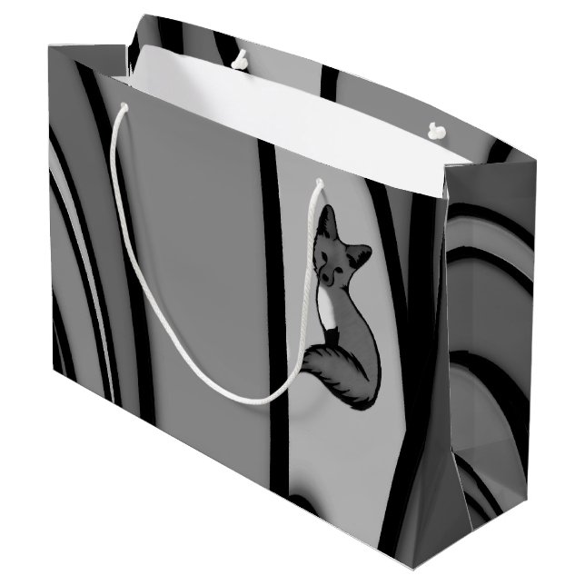 Grand Sac Cadeau Fox Design d'art moderne en argent (Dos Angle)