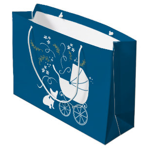 Grand Sac Cadeau Français Baby shower Bulldog Français Frenchie Blu