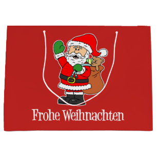 Grand Sac Cadeau Frohe Weihnachten Père Noël Allemand Joyeux Noë