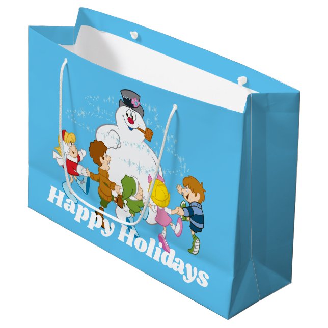 Grand Sac Cadeau Frosty the Snowman™ | Frosty & Enfants Jouer (Devant Angle)