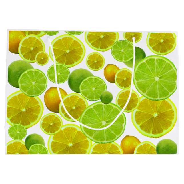 Grand Sac Cadeau Fruits d'agrumes, citron et chaux (Dos)