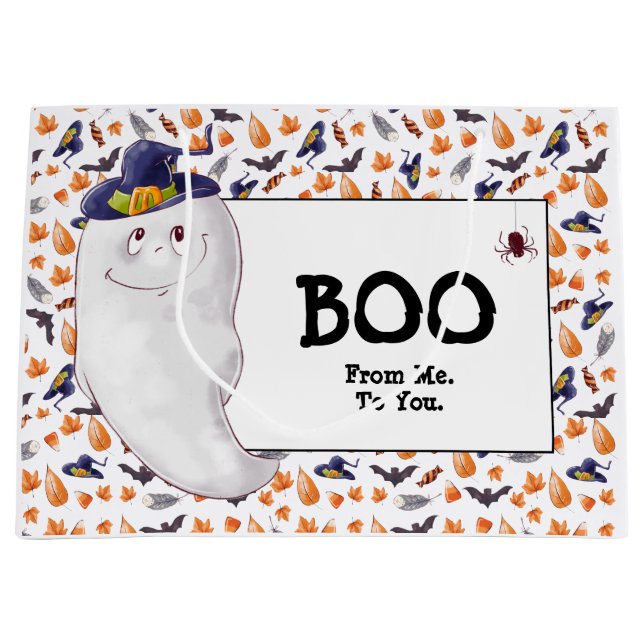 Grand Sac Cadeau Fun Ghost Boo Halloween (Devant)