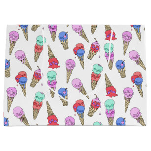 Grand Sac Cadeau Fun Melty Summer Goth Crâne glace crème pastel bla