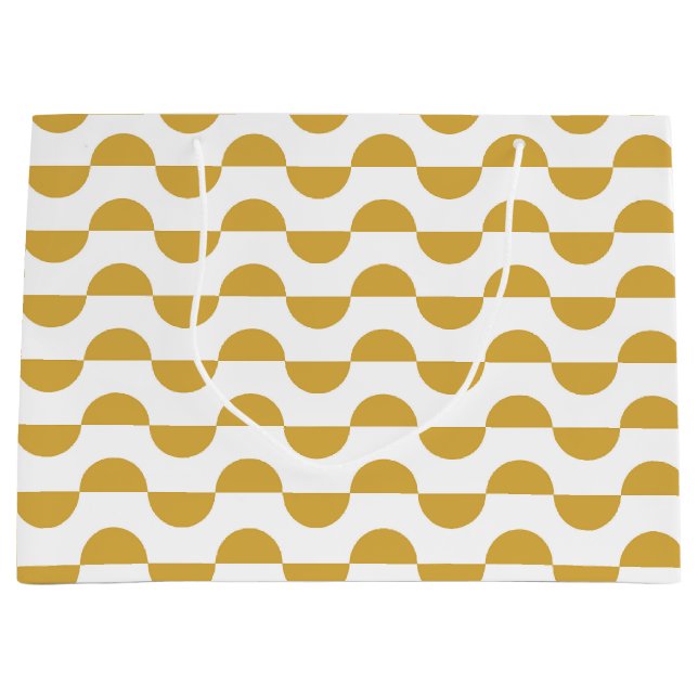 Grand Sac Cadeau Fun Retro Wavy Semi Cercle Jaune (Devant)