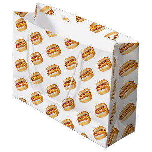 Grand Sac Cadeau Fun Watercolor Hot Dog Anniversaire