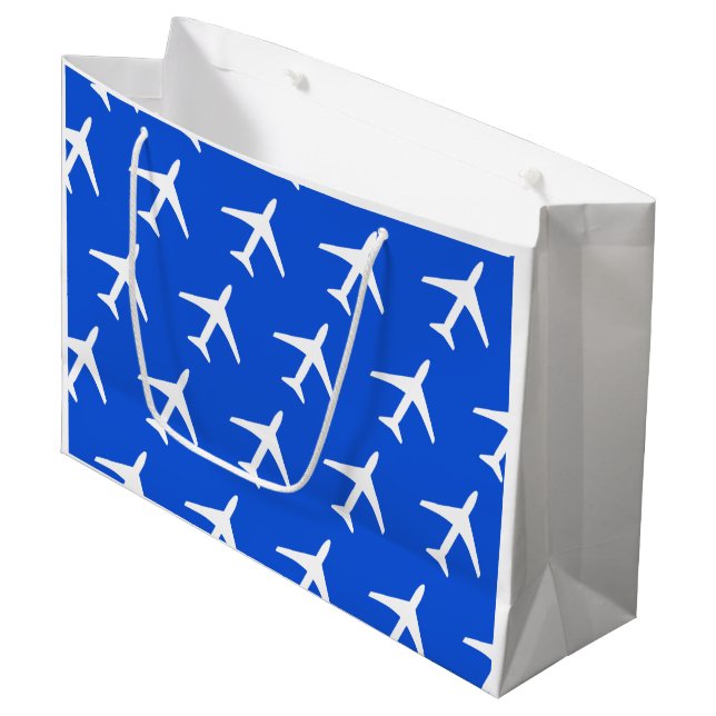 Grand Sac Cadeau Funky White Avion Pilote Flying Airways (Devant Angle)