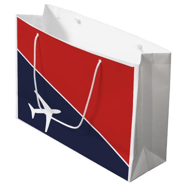Grand Sac Cadeau Funky White Plane Avion Pilote (Devant Angle)