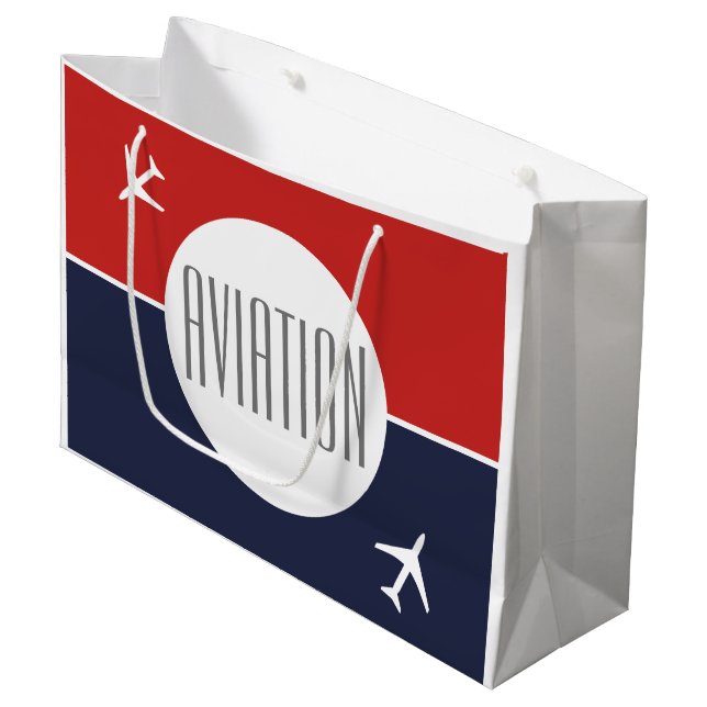 Grand Sac Cadeau Funky White Plane Avion Pilote (Devant Angle)