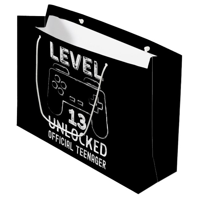 Grand Sac Cadeau Funny 13e anniversaire niveau 13 joueurs déverroui (Devant Angle)