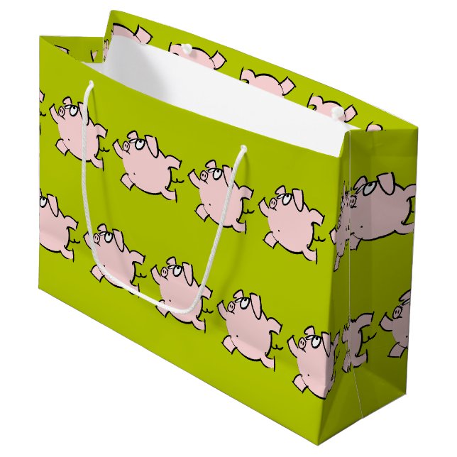 Grand Sac Cadeau Funny 6 Cartoon Cochon Nouveau bébé Choisir la cou (Devant Angle)