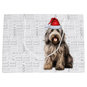 Grand Sac Cadeau Funny Christmas Bergamasco Amoureux des chiens