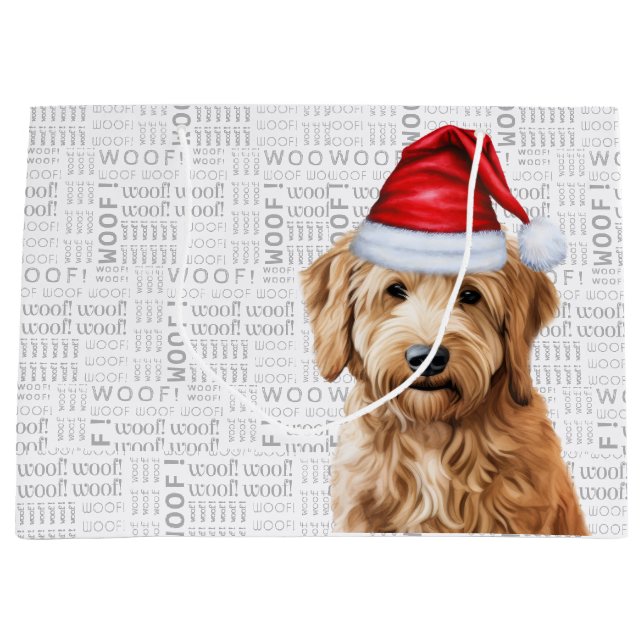 Grand Sac Cadeau Funny Christmas Goldendoodle Amoureux des chiens (Devant)