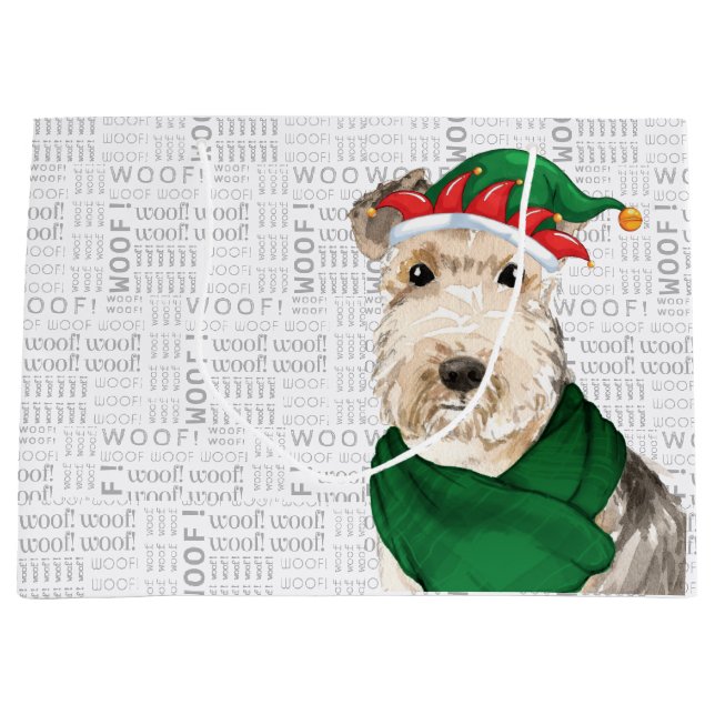 Grand Sac Cadeau Funny Christmas Lakeland Terrier Amoureux des chie (Devant)