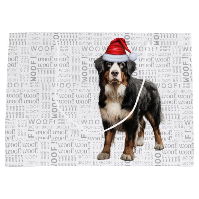 Grand Sac Cadeau Funny Noël Bernese Amoureux des chiens de montagne (Devant)