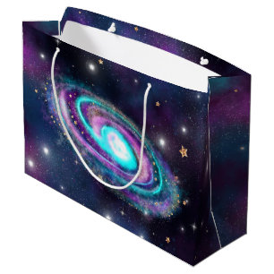 Grand Sac Cadeau Galaxie de la Voie Lactée Bleu cosmique Violet r