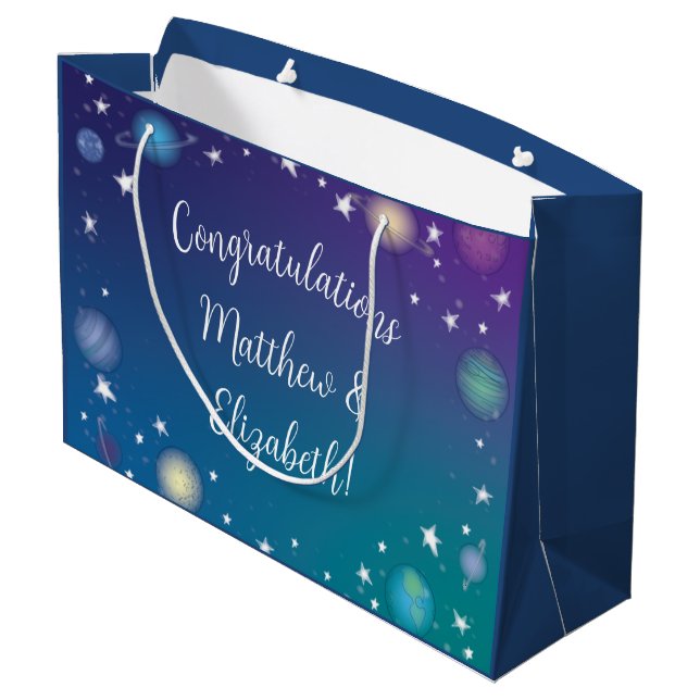Grand Sac Cadeau Galaxie du Baby shower spatial (Dos Angle)