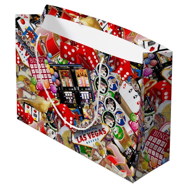 Grand Sac Cadeau Gamblers Delight - Las Vegas Icons Arrière - plan (Dos Angle)