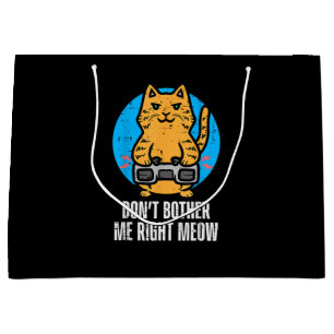 Grand Sac Cadeau Gamer Cat Dont Bother Me Meow Funny Gaming Men Boy