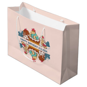 Grand Sac Cadeau Gâteaux Cupcakes de Style Rétro Dessert Sucré Anni