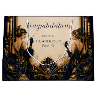 Grand Sac Cadeau Gatsby filles à la mode art déco mariage LARGE