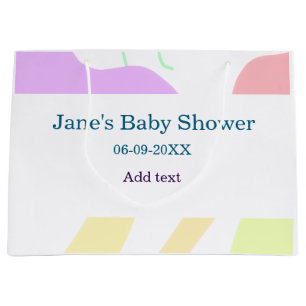 Grand Sac Cadeau Genre neutre formes abstraites nom du baby shower