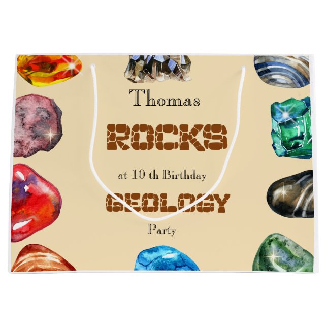 Grand Sac Cadeau Géologie fête d'anniversaire roche gemstone (Devant)