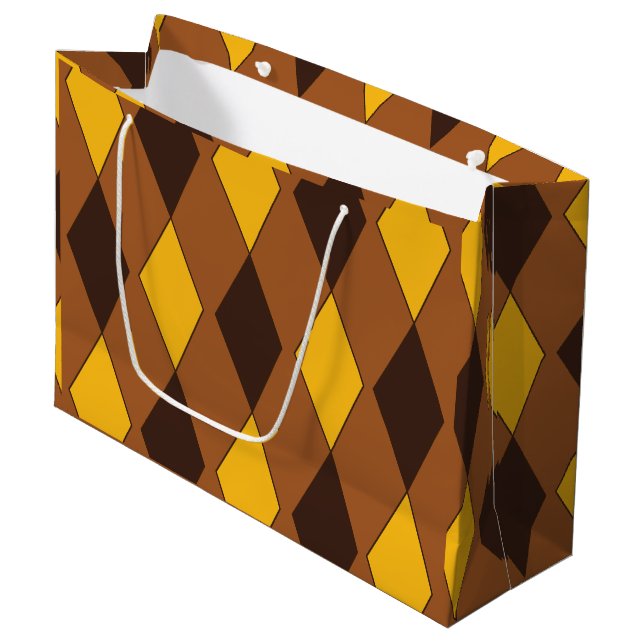 Grand Sac Cadeau Geometric Luxury Diamond Pattern (Devant Angle)