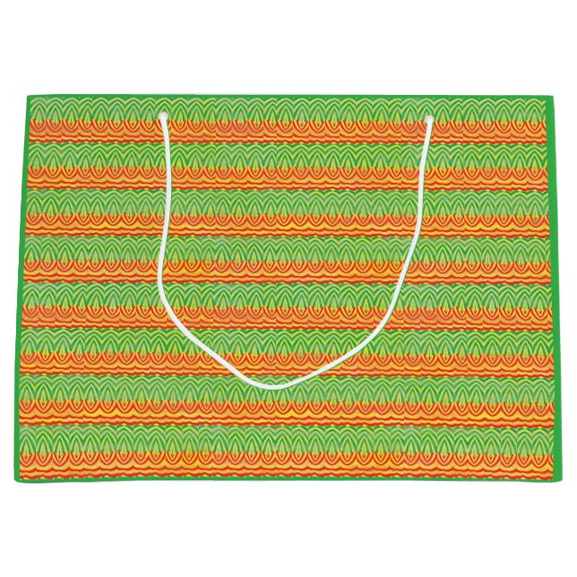 Grand Sac Cadeau Geometric Tribal Retro Mid-Century Modern Pattern (Devant)