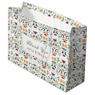 Grand Sac Cadeau Géométrie Vintage Motif Classique Intriqué Mariage