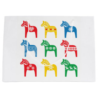 GRAND SAC CADEAU GIFT BAG SCANDINAVIAN DALA HORSE DESIGN
