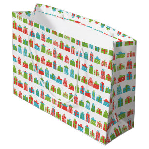 Grand Sac Cadeau Gifts Whimsical Retro Enveloppé Cadeaux Motif Noël