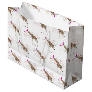 Grand Sac Cadeau Giraffe Fête Safari Animaux ayant une fête