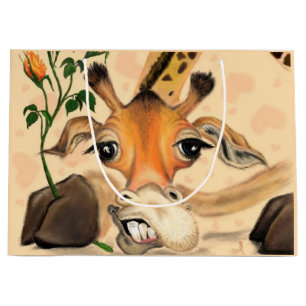 Grand Sac Cadeau Giraffe Romantique - Messieurs - Ajouter Votre Tex