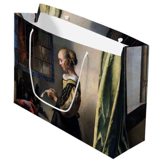 Grand Sac Cadeau Girl Reading a Letter à Open Window, Vermeer (Devant Angle)