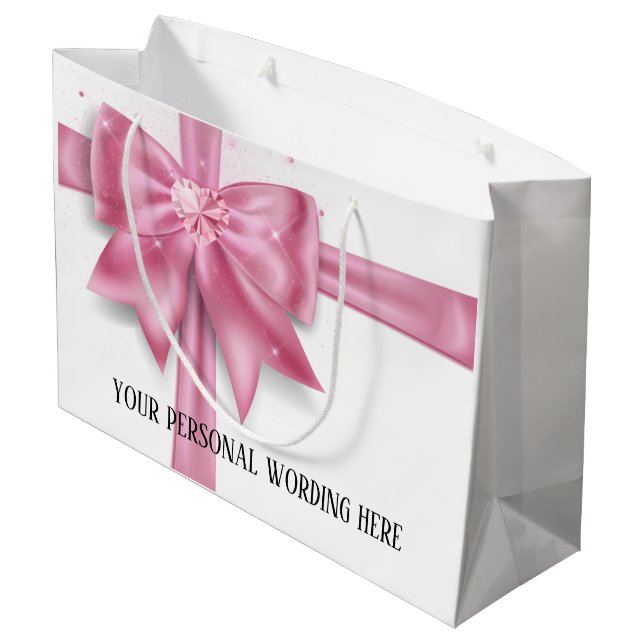Grand Sac Cadeau Glam grand satin rose cadeau arc diamant coeur par (Dos Angle)